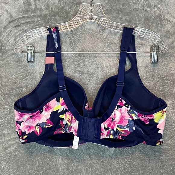 Cacique Women Floral Full Coverage Wide Strap Lightly Lined Balconette 42D - Picture 2 of 10